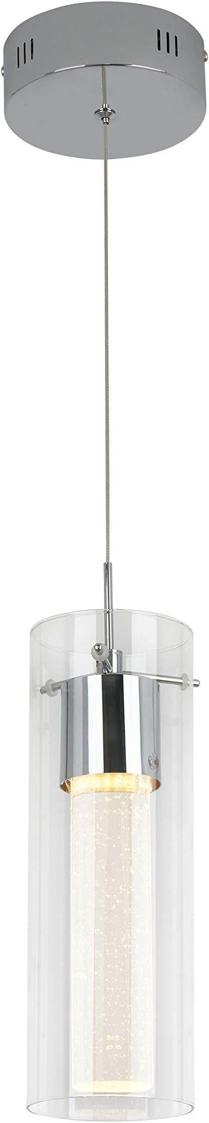 Artika OME1LB-HD1 Essence Chrome 1-Pendant LED Light Fixture, 12-inches with Integrated LED and Premium Bubble Glass, Chrome