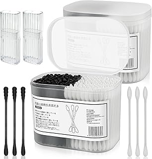 GZjiyu 600 unidades de bastoncillos de algodón, ecológicos para limpiar el canal auditivo, maquillaje y eliminación de maquillaje con 2 bastoncillos de algodón transparentes