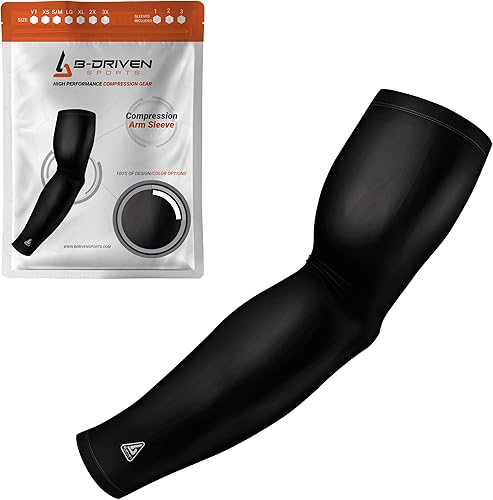 B-Driven Sports Manga de Compresión Pro-Fit para Brazo - Deportes Atléticos Baloncesto, Fútbol, Sóftbol, Carrera, Juegos, - nan (1 unidad)
