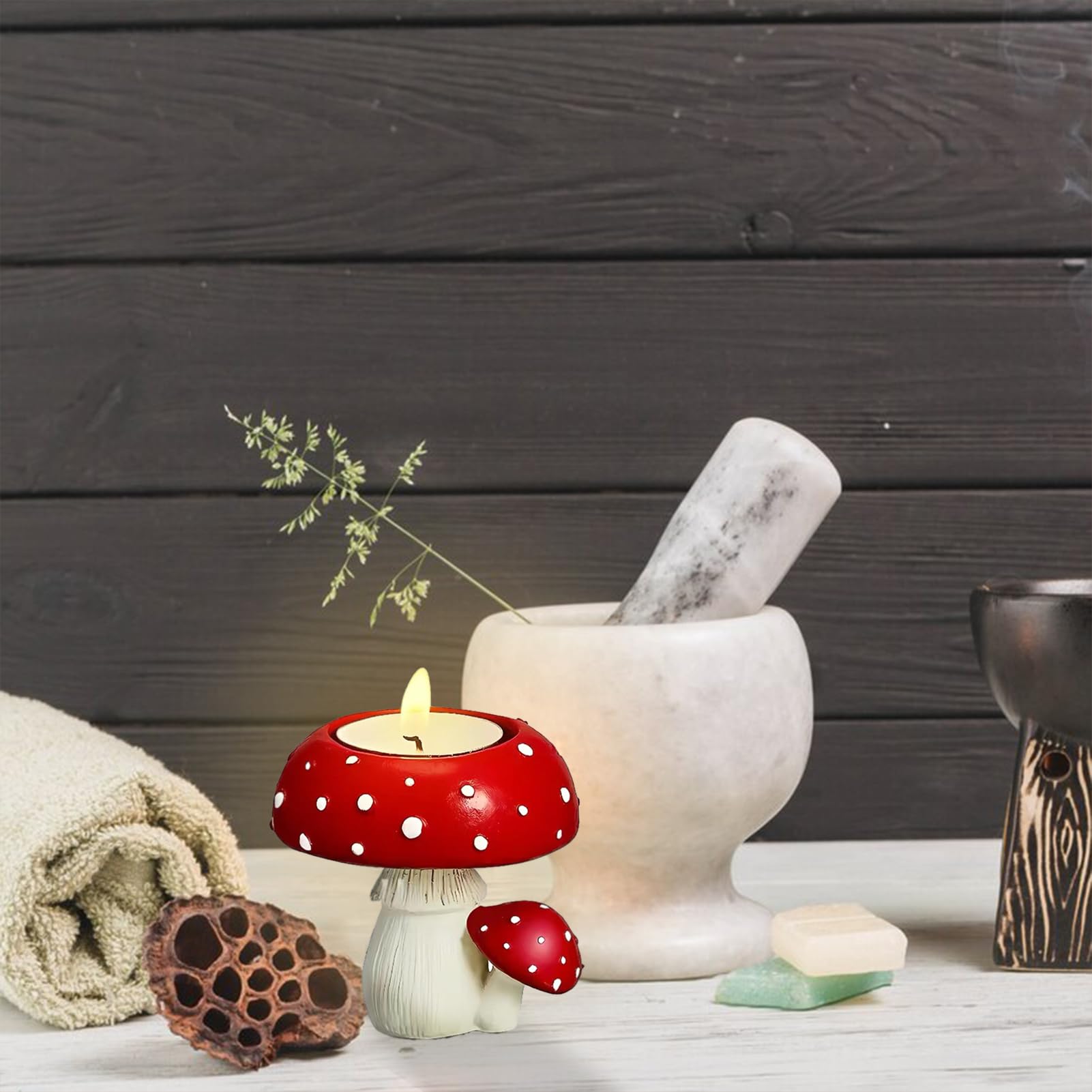 Bougeoir En Forme De Champignon, Support De Bougie Chauffe-plat Décoratif En Forme De Champignon, Centre De Table Pour Centre De Table Féérique