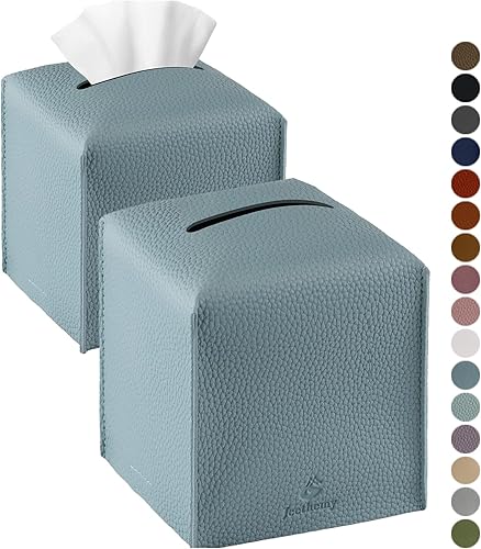 Funda cuadrada para caja de pañuelos de piel sintética, moderna funda de pañuelos facial, dispensador organizador de papel facial, 5 x 5 x 5