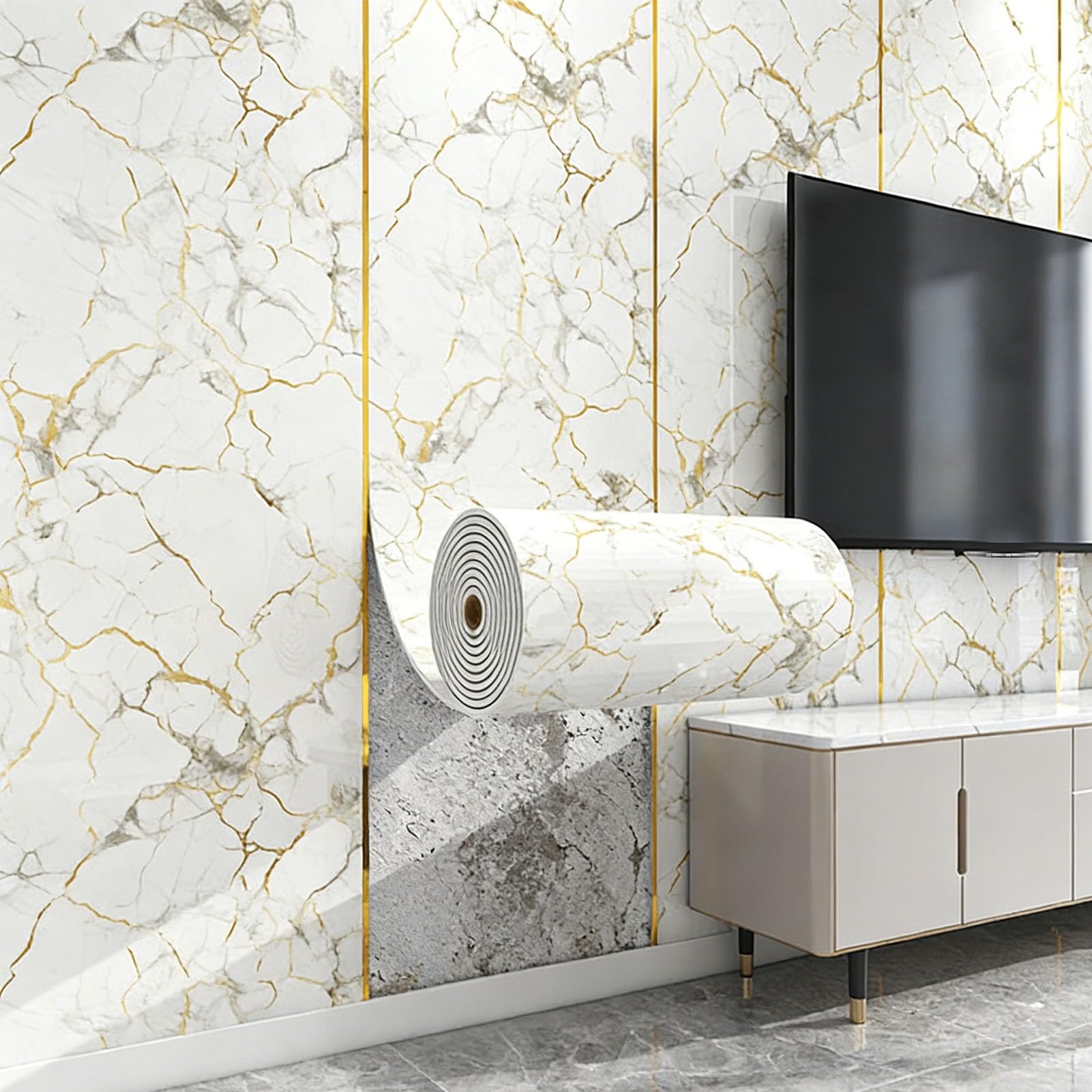 Tapeta 3D z białej cegły, odklej i przyklej, rolka tapety XPE, ochrona przed uderzeniami do dekoracji ścian wewnętrznych, salonu, biura i domu (E, 80 x 30 m)