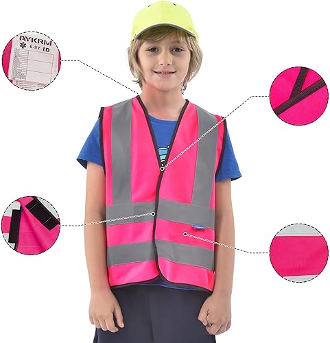 Miniatura 3 de AYKRM Chaleco de alta visibilidad para niños chaleco de seguridad reflectante de alta visibilidad