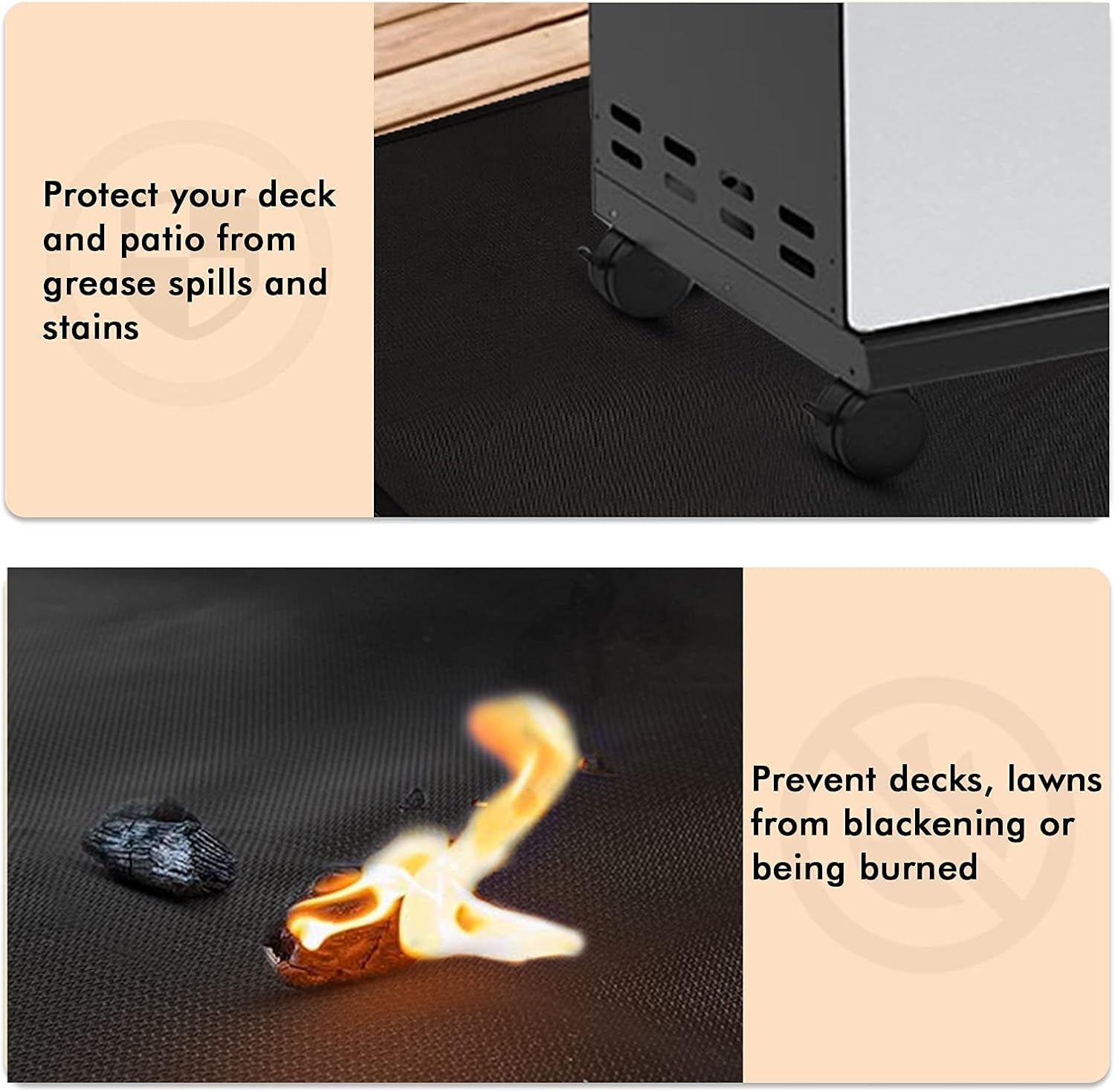 homenote Large Under Grill Mats, Durable 36 x 65 inches Deck and Patio Protective Mats, Fireproof Grill Pads for Outdoor, Perfect for Charcoal Grills, Gas Grills, Oil Fryers and Smokers : Patio, Lawn & Garden