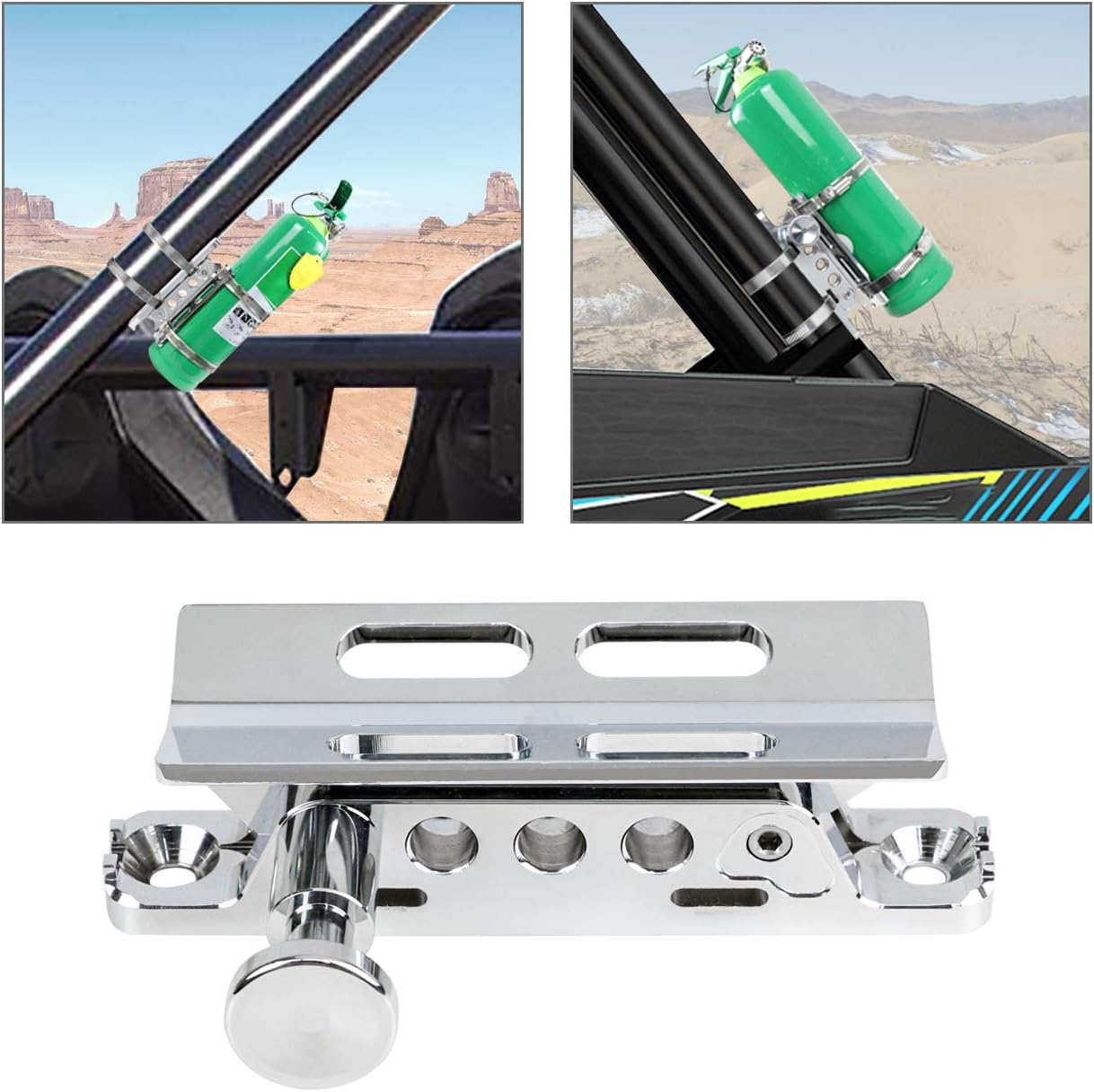 Quick Release Roll Bar Fire Extinguisher Mount Holder Bracket Compatible with for Jeep Wrangler Gladiator Ford Bronco UTV Polaris RZR Ranger Can-Am Maverick ATV Fire Extinguisher Mount