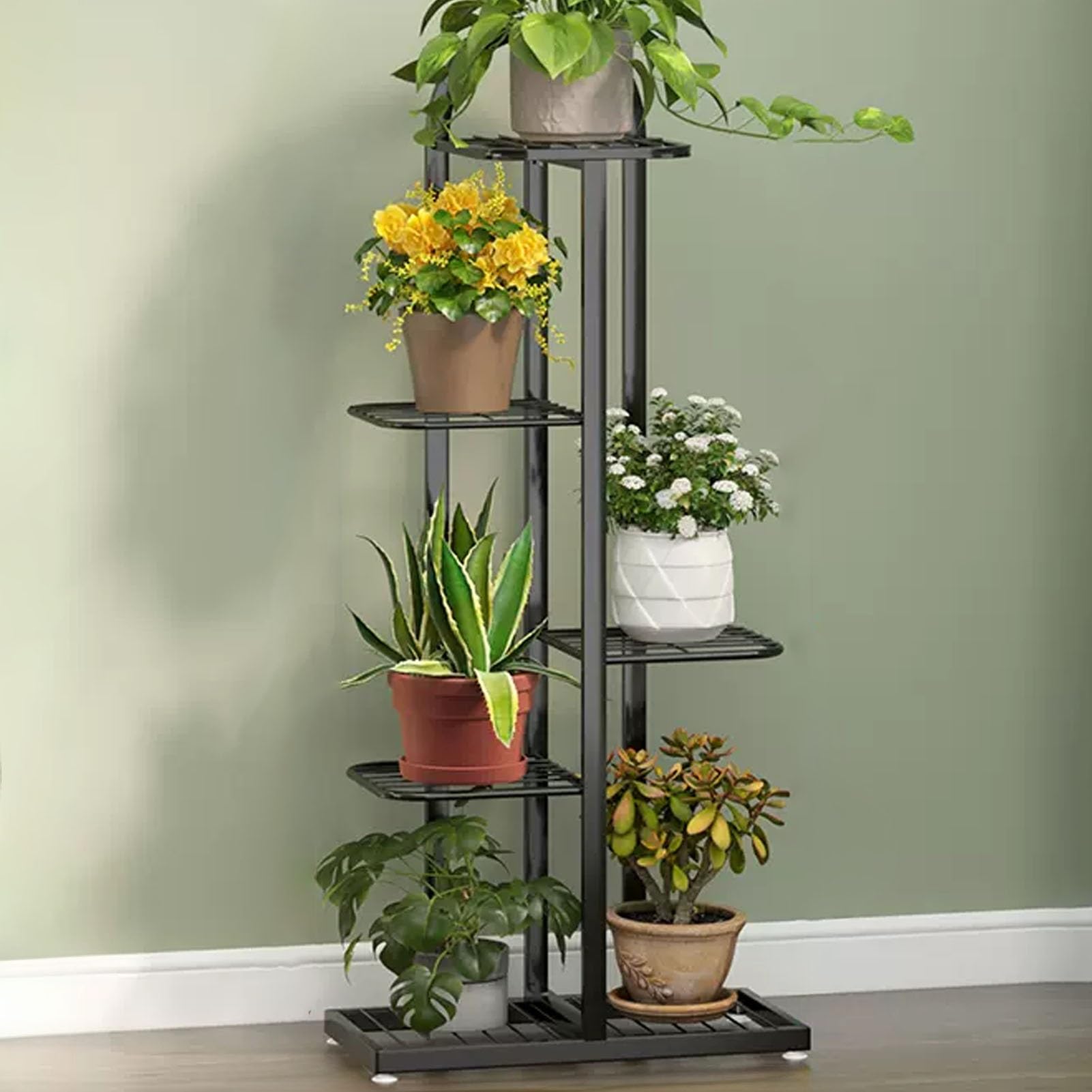 Support de plantes en métal élégant, étagère durable à plusieurs niveaux pour salon