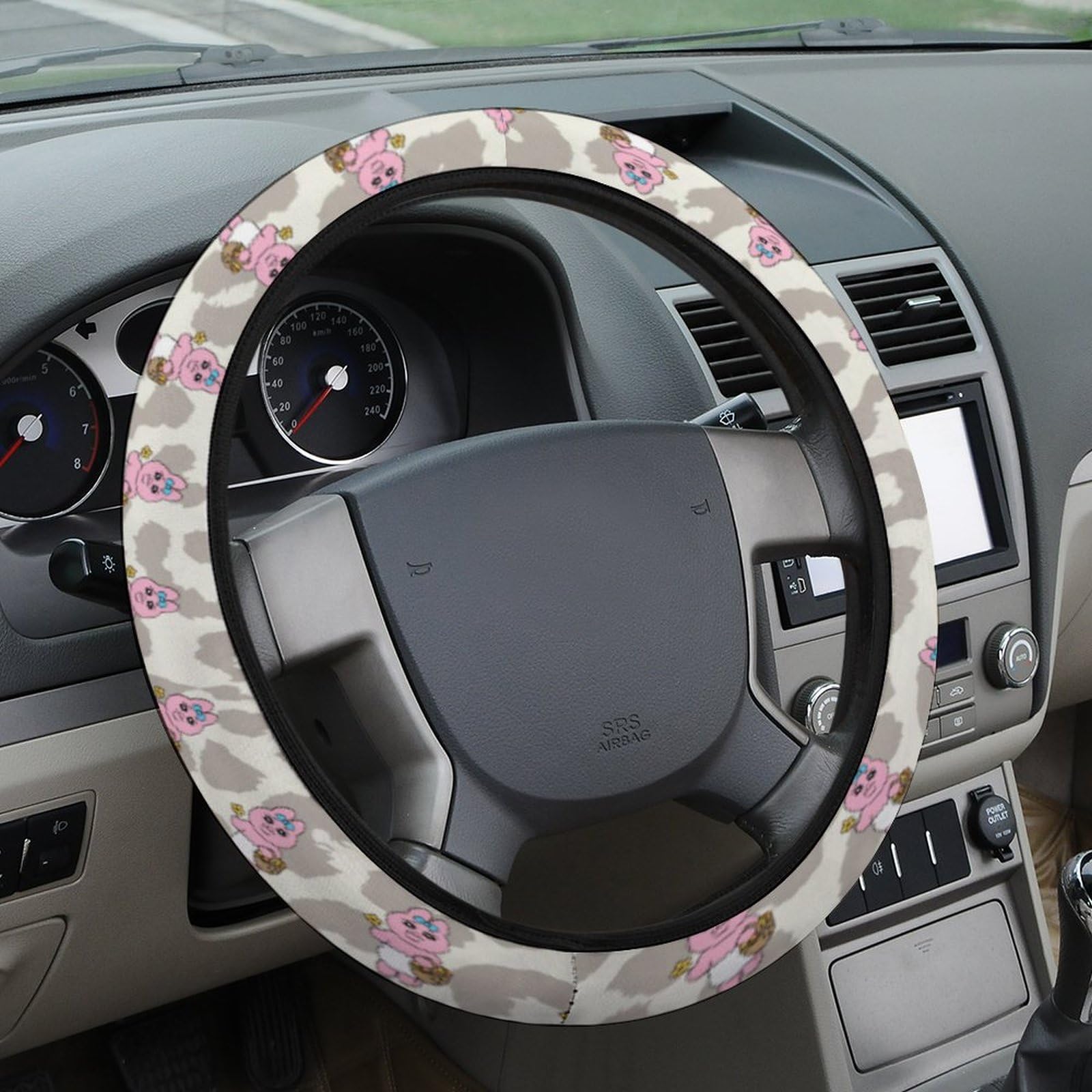Amazon | ヒョウ柄 おぱんちゅうさぎ (花を摘む) ハンドルカバー 車用 