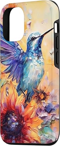 Miniatura 2 de Funda para iPhone 14 Colorful Watercolor Sunflower Nature Purple Blue Hummingbird