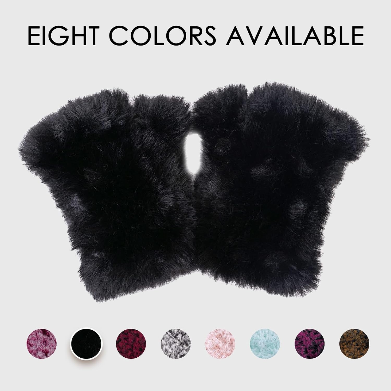 Women Faux Fur Fingerless Gloves - Soft Winter Gloves, Furry Gloves for Women Winter Warm Costume Accessories - Image 5