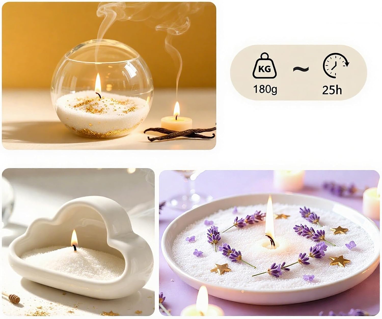 CandHeal Pearled Candle, Orange Sand Candle Kit with Glass Jar & Wicks image 3