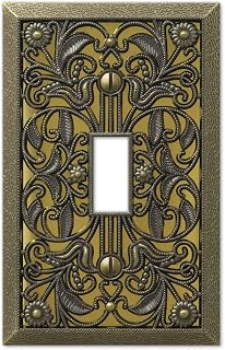 Amerelle 65TAB Filigree Wallplate, 1 Toggle, Antique Brass