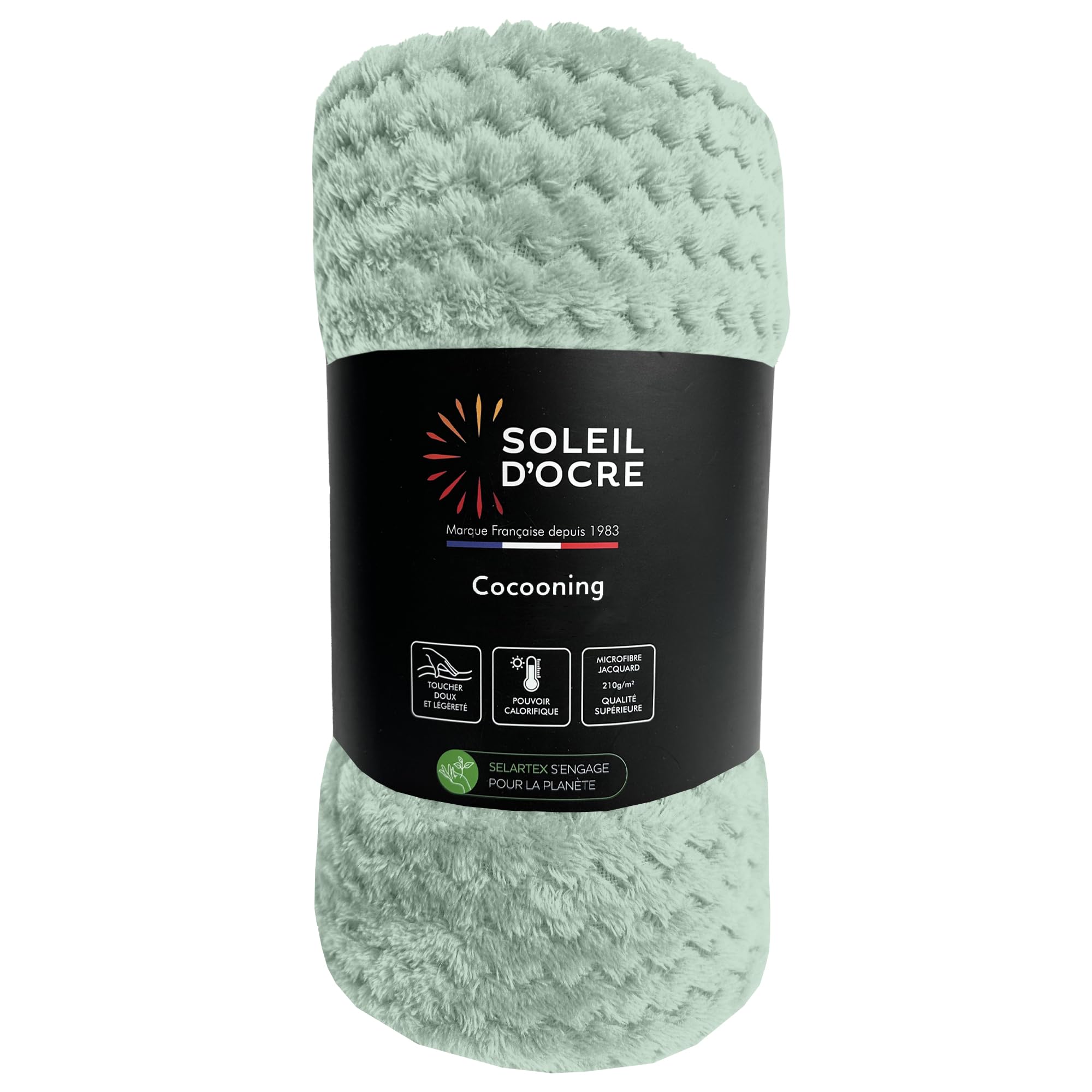 Soleil d'ocre, Cocooning Blanket 220 x 240 cm Water Green