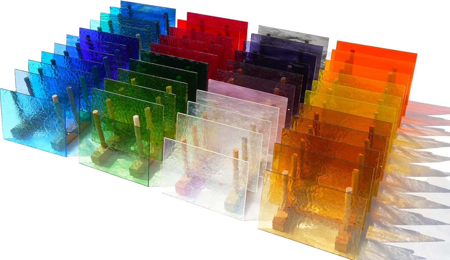40 Transparent Stained Glass Sheets, 4”x6” Textured Bright Transparency Mosaic Glass Pack, Variety Cathedral Art Glass Pieces for DIY Mosaic Tiles Crafts, Home Decor, Suncatchers