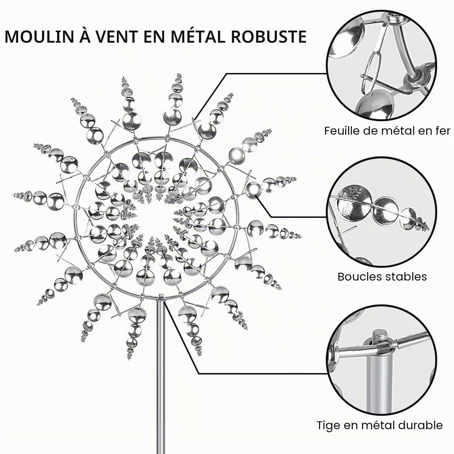 Moulin à Vent Jardin, Sculptures Éoliennes Moulin à Vent Magique, Moulin à Vent Dynamique 3D pour Cour, Pelouse, Terrasse, Jardin