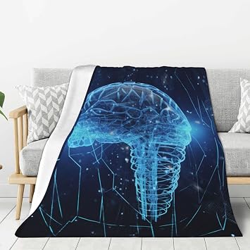 Artificial Intelligence Brain Fleece Throw Blanket for Bed Sofa Couch,Super Soft Warm All Seasons Flannel Blanket,Lightweight Cozy Bed Blankets Gifts for Women 50"X40"