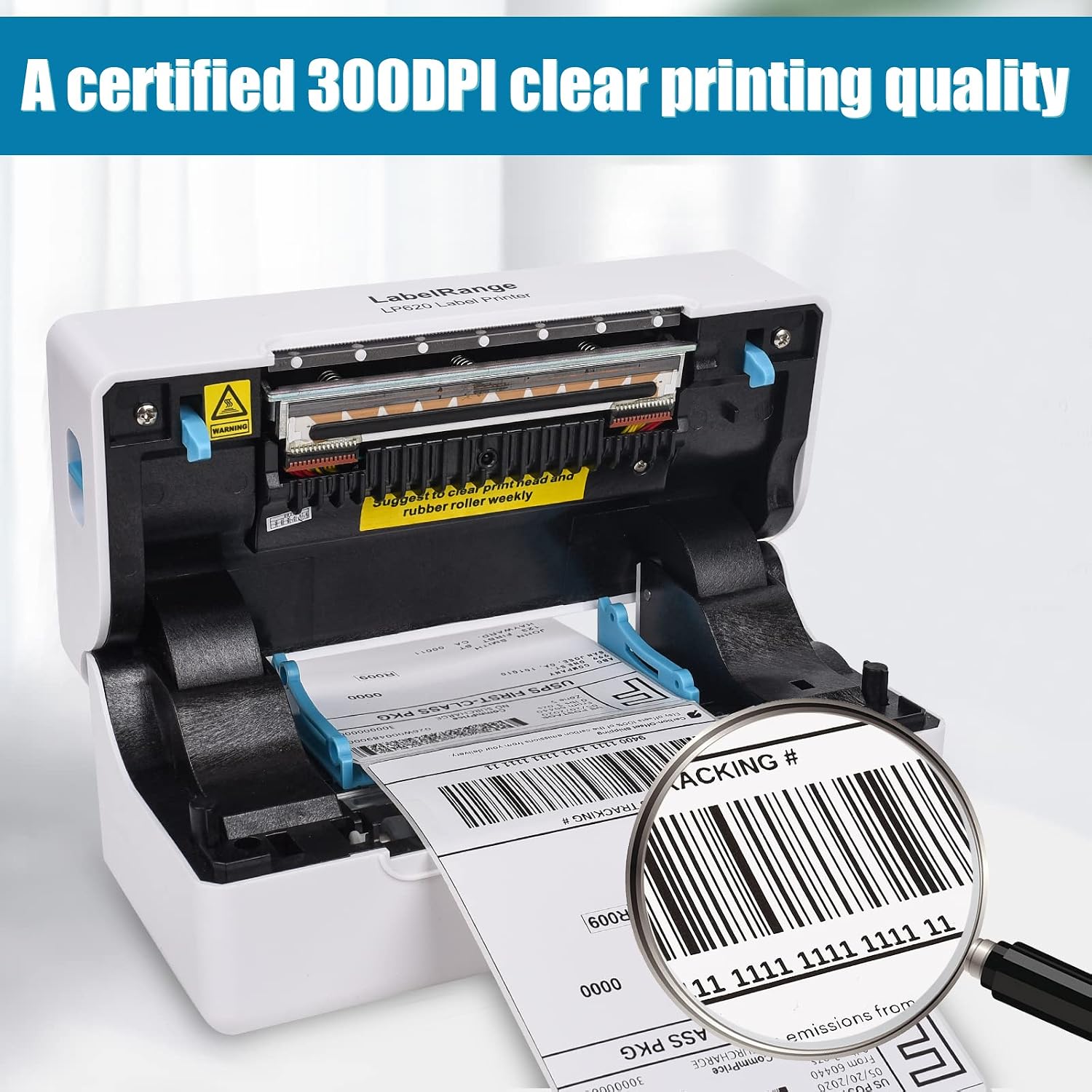 LabelRange 300DPI High Resolution Thermal Label Printer - Commercial Grade Shipping Label Printer 4x6, Support Amazon Ebay Paypal Shopify Etsy Shipstation and More on Windows, Mac and Linux System