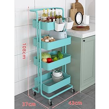 キッチンスペースの有効活用 キャスター カート 収納 Amazon.co.jp: CFGZC キッチンワゴン 収納ワゴン キャスター