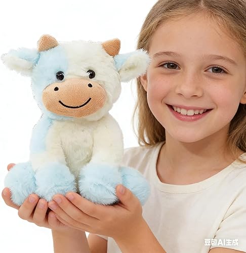 Miniatura 5 de Animales de peluche de vaca de peluche suave linda muñeca de vaca para niños niñas 11.8 pulgadas (zuo NIU qian lanse 11.8 in)