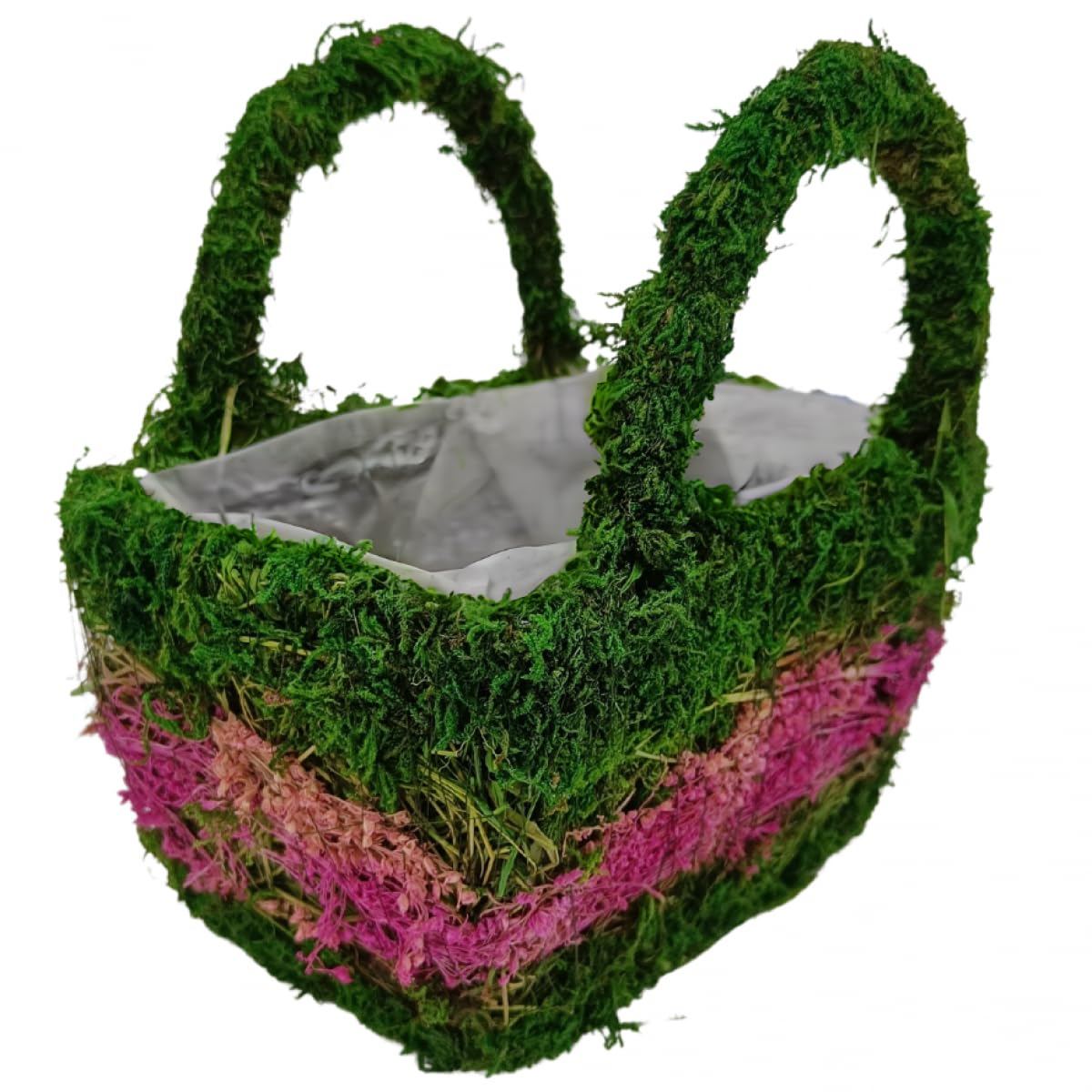 Oasis Moss Basket for Plants,Gifting,Home Décor, Floral Arrangement. (Basket Piink Green (Large))-image-8