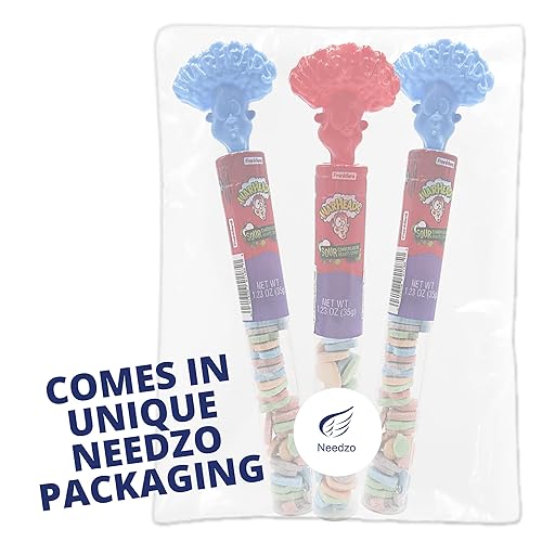 Miniatura 6 de Warheads Sour Hard Candy Tubes, surtido de dulces con sabor a fruta en forma de corazón, rellenos de bolsas de golosinas para niños o niñas, paquete