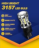 Vista 5 de Bombillas LED 3157 para luz de marcha atrás de respaldo, 6000 K blanco brillante 3056 3156 3057 4157 bombillas LED de repuesto para luces de marcha