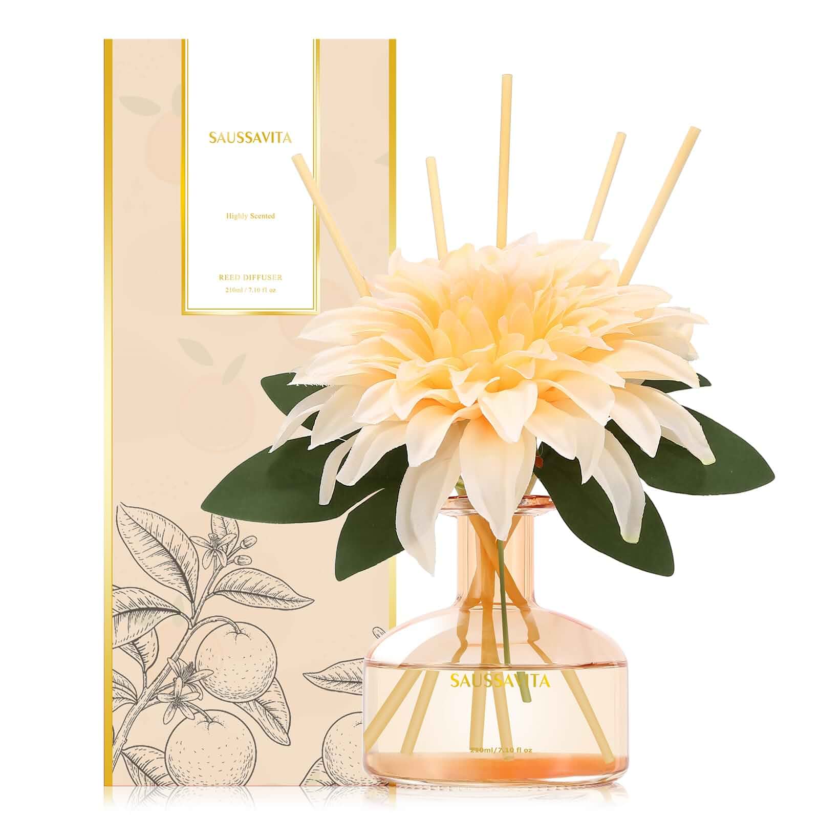 Reed Diffuser Set 7.10 oz Citrus Scented Room Air Freshener for 120 Days Glass