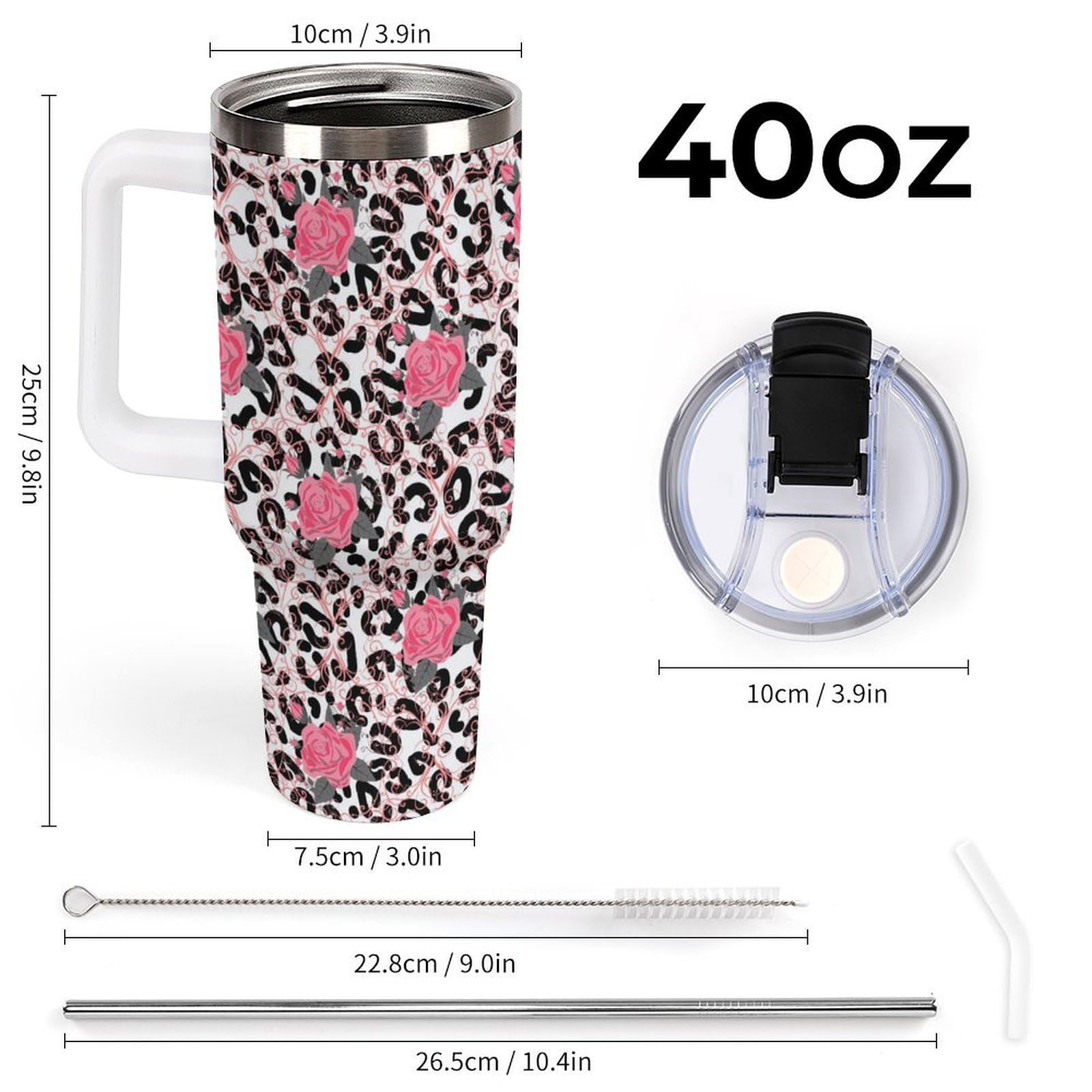 Amazon｜ヒョウ柄 豹柄 ピンク 花柄 タンブラー 蓋付き 車用コップ