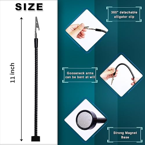 Miniatura 2 de Paquete de 2 brazos magnéticos de metal de cuello de cisne flexibles para soldadura electrónica de automóvil, joyas, pintura, arte, manualidades,