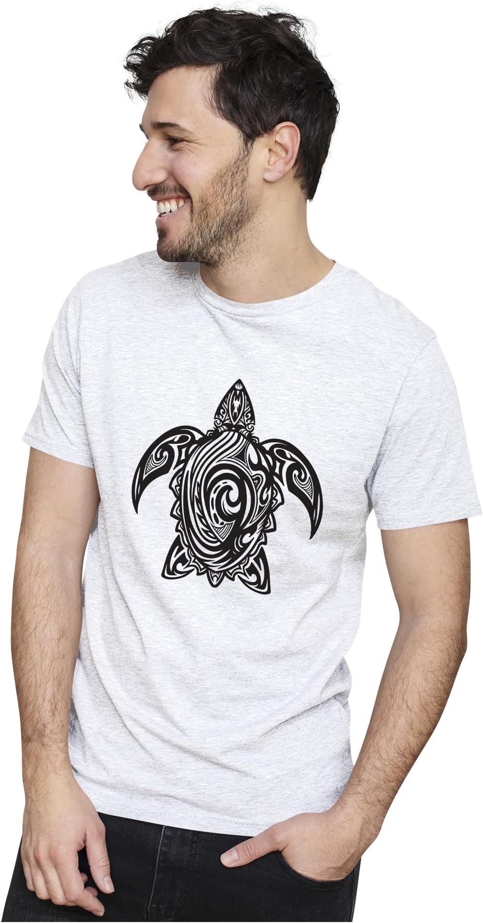 HeybrohMen's & Women's Regular Fit T-Shirt Tribal Sea Turtle 100% Cotton Unisex T-Shirt