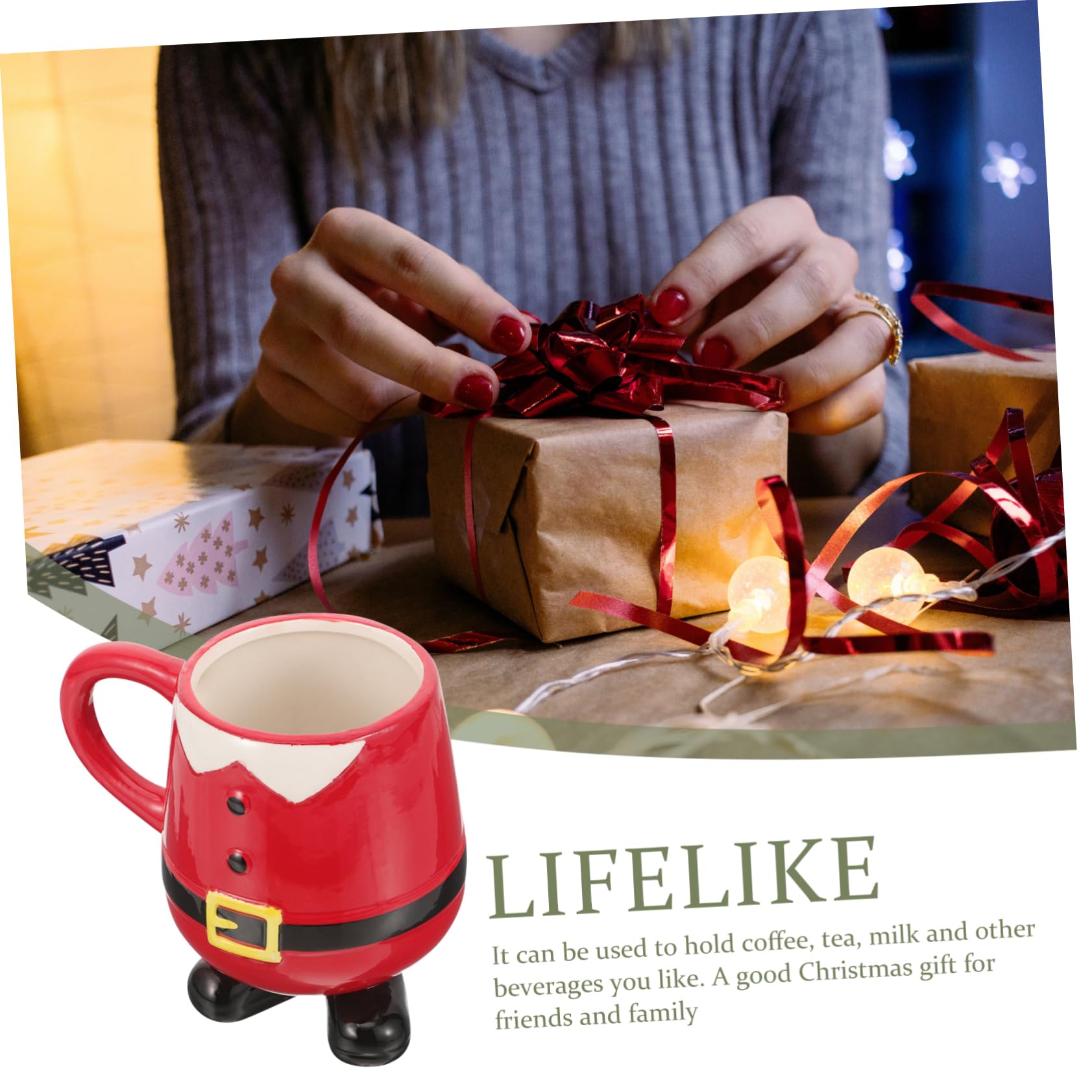 Cabilock Adorable Taza de Cerámica de Papá Noel Taza de Café Navideña Diseño de Muñeco de Nieve Taza Decorativa para Fiesta de Navidad