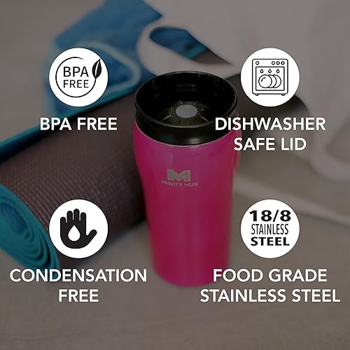 Miniatura 9 de Mighty Mug La taza Untippable  Agarres cuando se golpea, levanta para sorbos  Vaso aislado de acero inoxidable  Apto para portavasos  Regalos para