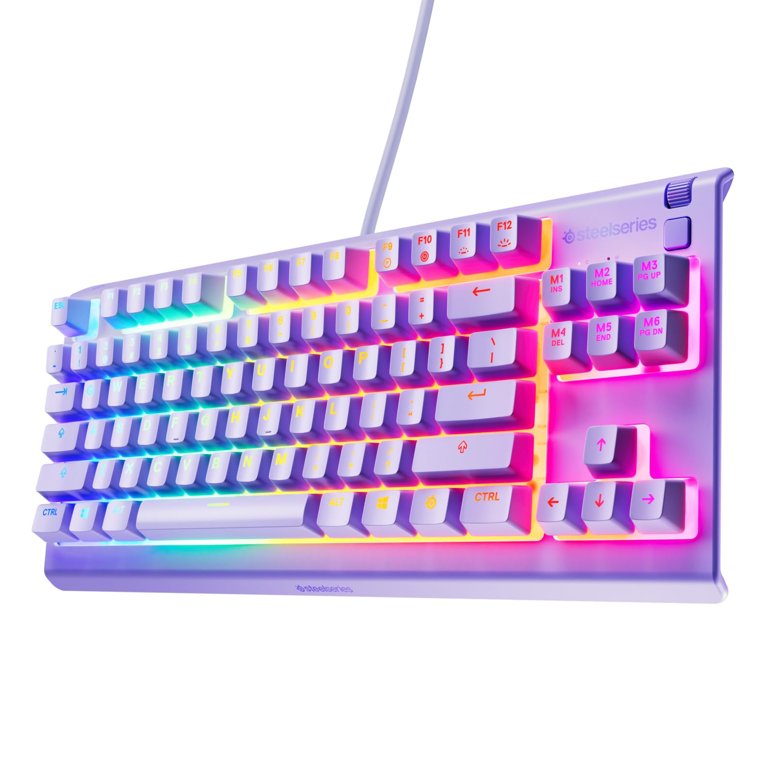 SteelSeries Apex 3 TKL - Tastiera Gaming Lavanda - Fattore di forma compatto senza tastierino - Illuminazione RGB a 8 zone - Resiste ad acqua e polvere - Switch da gaming super silenziosi - UK QWERTY