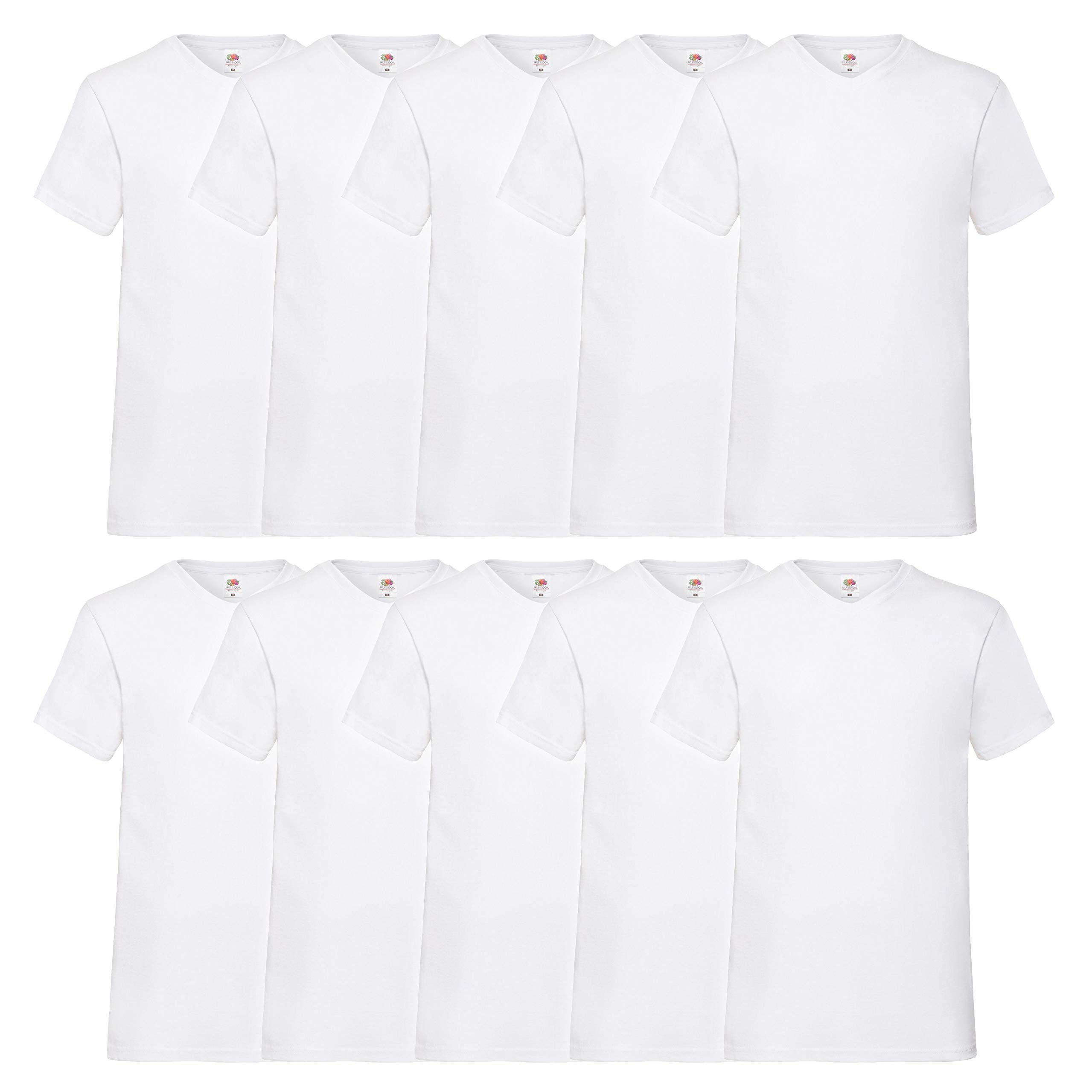 Fruit of the Loom Men's V-Neck Valueweight T-Shirt (Pack of 10) - White - XXXX-Large
