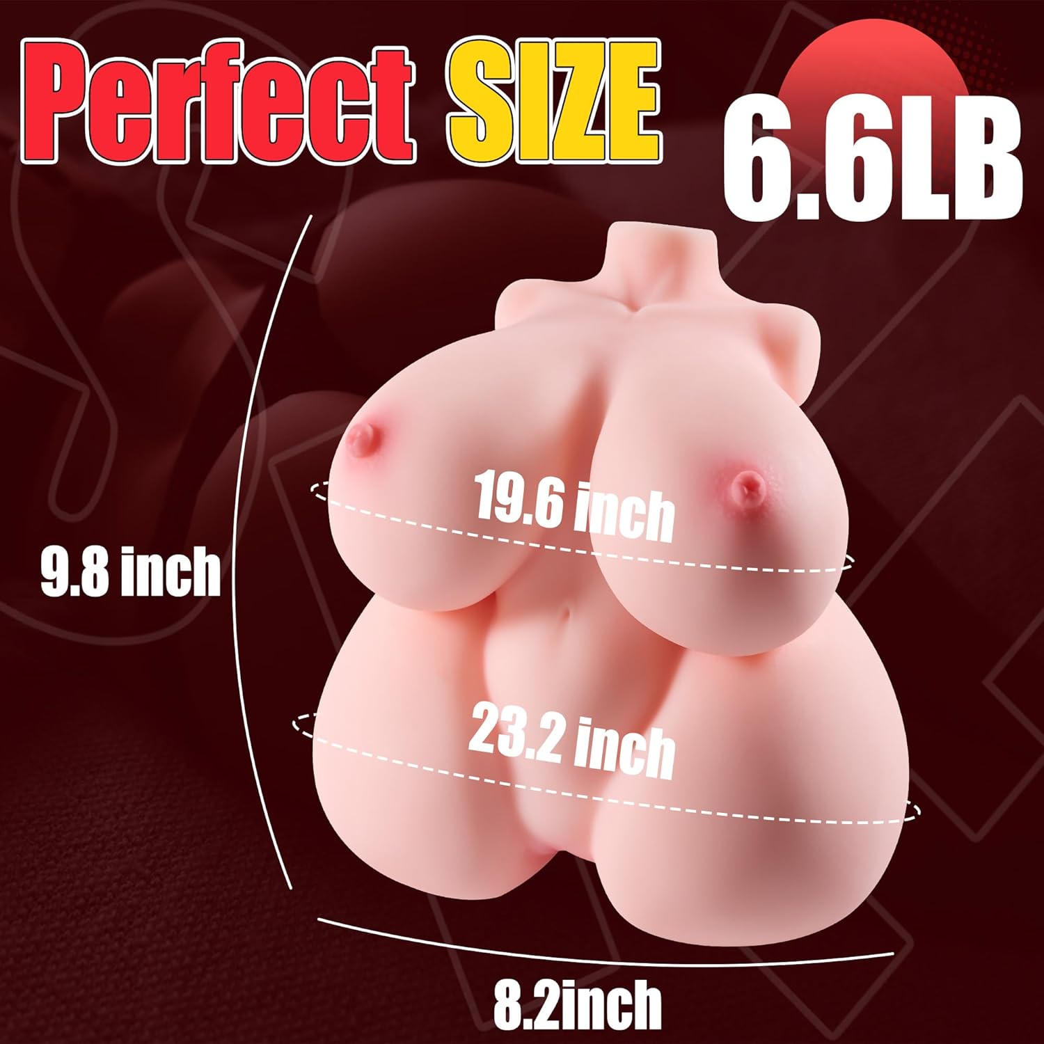 Male Masturbator Torso Sex Doll for Men – Pocket Pussy with Realistic Skin Texture, 2 Tight Holes (Vagina & Anal), Big Bouncy Butt & Stretchy Labia, 6.6LB Adult Sex Toy for Male Masturbation