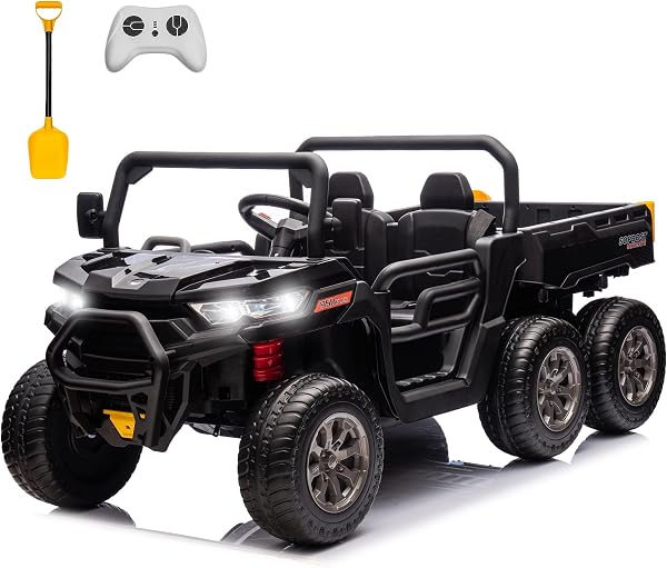 sopbost 24V Ride On Toys for Big Kids 2 Seater Ride On Truck with Dump Bed Electric Vehicles Cars 4x4 4WD Battery Power
