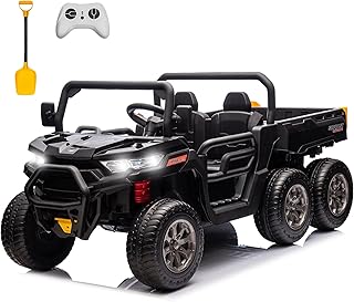sopbost 2 Seater 24V Kids Ride On Truck with Electric Dump Bed, 4WD Battery Powered Ride On Car with Remote Control, Music...