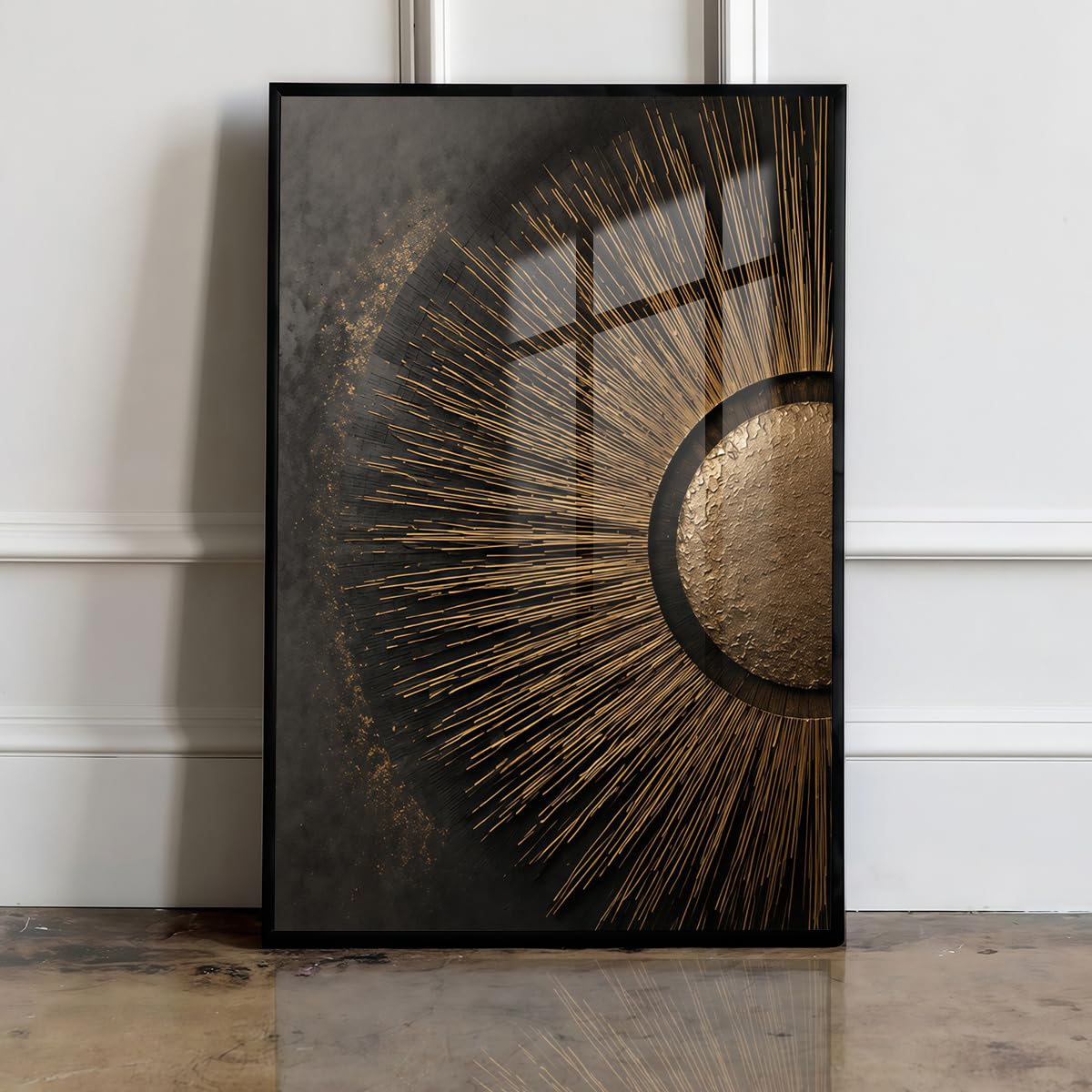 Jianghu Art Affiches et impressions abstraites Rayons de soleil dorés – Décoration intérieure pour salon, chambre (70 x 110 cm (28 x 43 po)