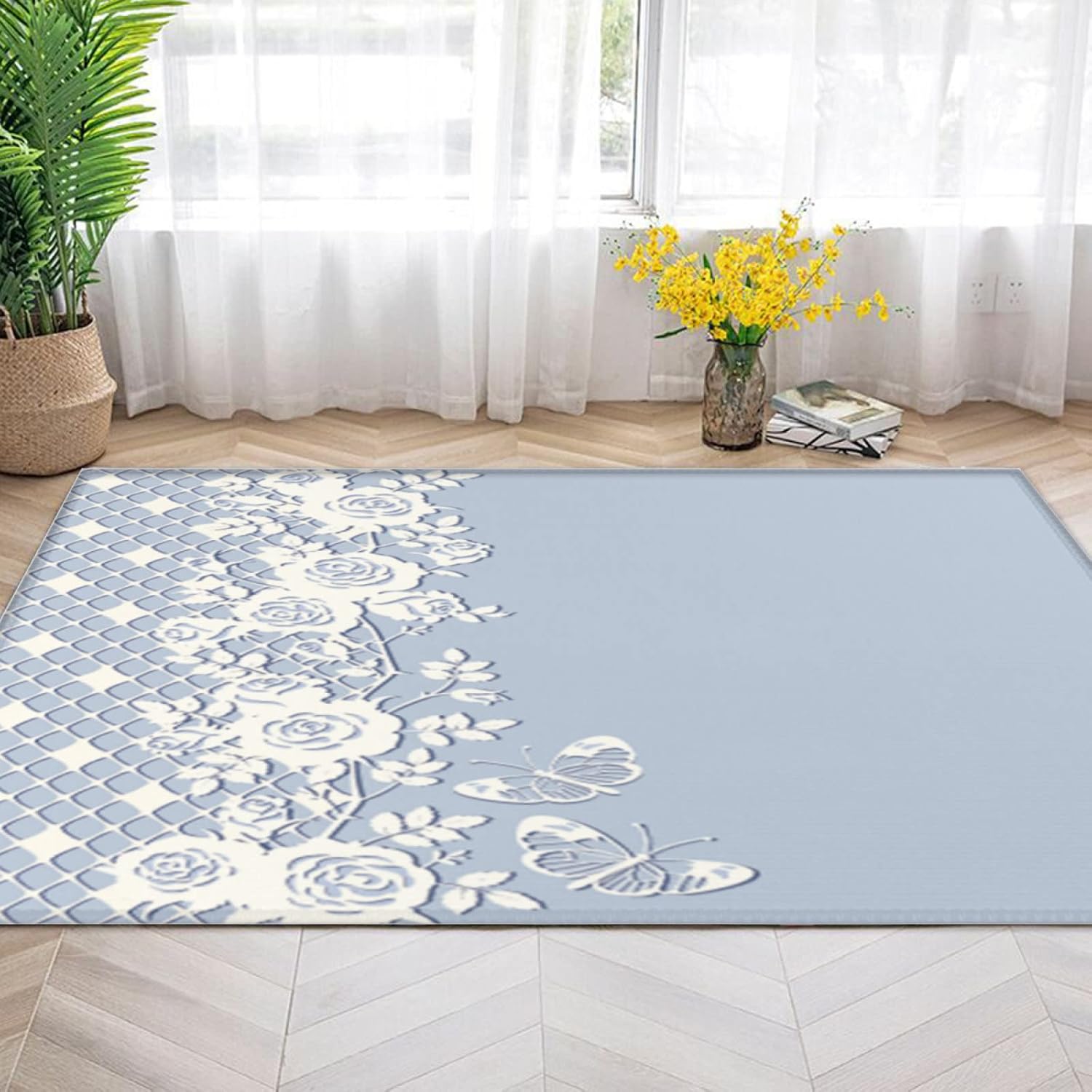 3 x 5 feet Shabby Chic Style Super Soft Area Rug for Kids Baby Nursery, Nursery Decor Throw Rugs for Bedroom, Kids Room, Upgrade Anti-Skid Durable Rectangular Fuzzy Rug