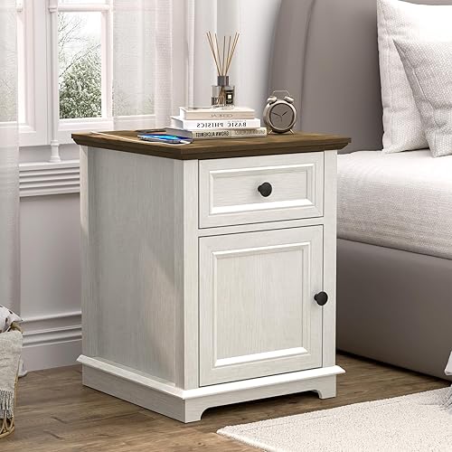 Miniatura 7 de REDAYFUR Juego de 2 mesitas de noche con almacenamiento, mesas de carga rápida de 24 pulgadas de alto, mesitas de noche de dormitorio de 18 pulgadas