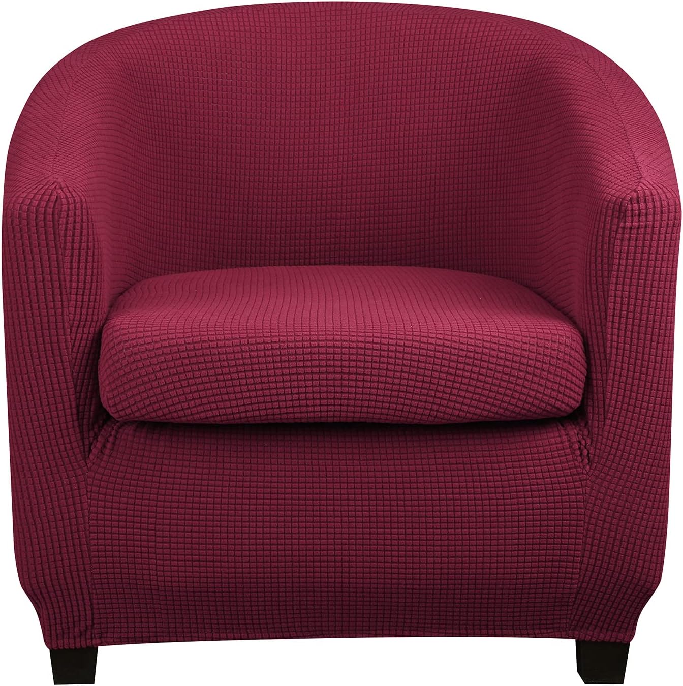 Lellen Club Chair Slipcover with Seat Cushion Cover Round Tub Accent Armchair Cover Reusable Sofa Stretch Covers for Living Room Bedroom Office Dining Room Barrel Chair Protector（Wine Suit ）