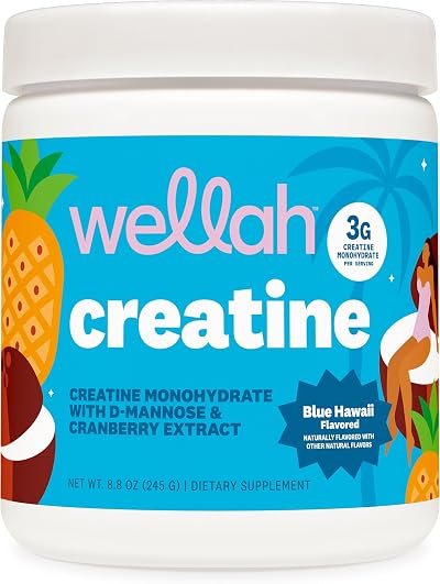 Wellah Creatine for Women - Creatine Monohydrate with Dandelion & Cranberry Extract (50 Servings, Clementine Peach)