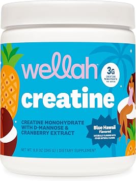 Wellah Creatine for Women 50 Servings Blue Hawaii - 3g of Creatine Monohydrate Powder with Dandelion & Cranberry Extract