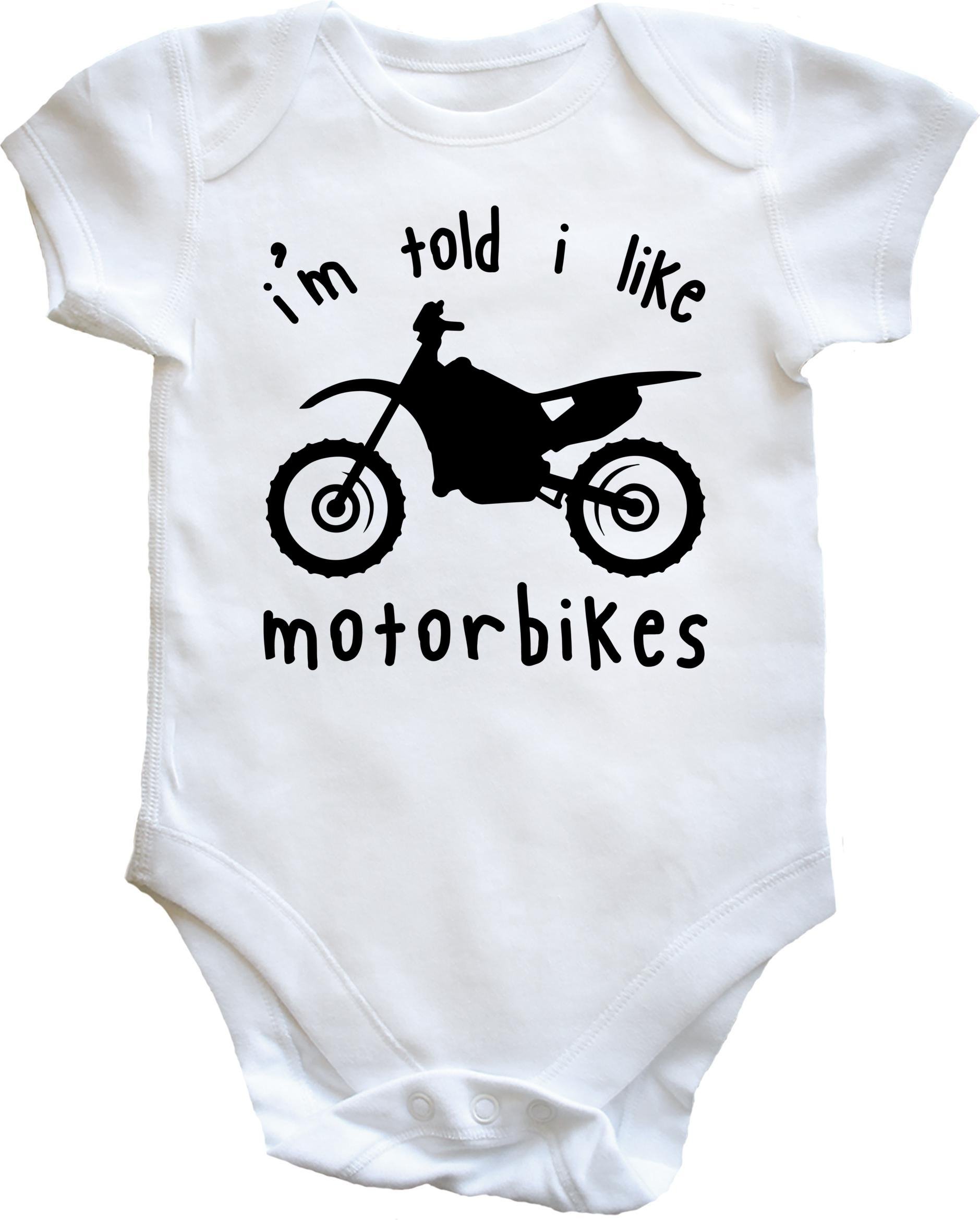 Hippowarehouse I'm Told I Like Motorbikes baby vest bodysuit (short sleeve) boys girls