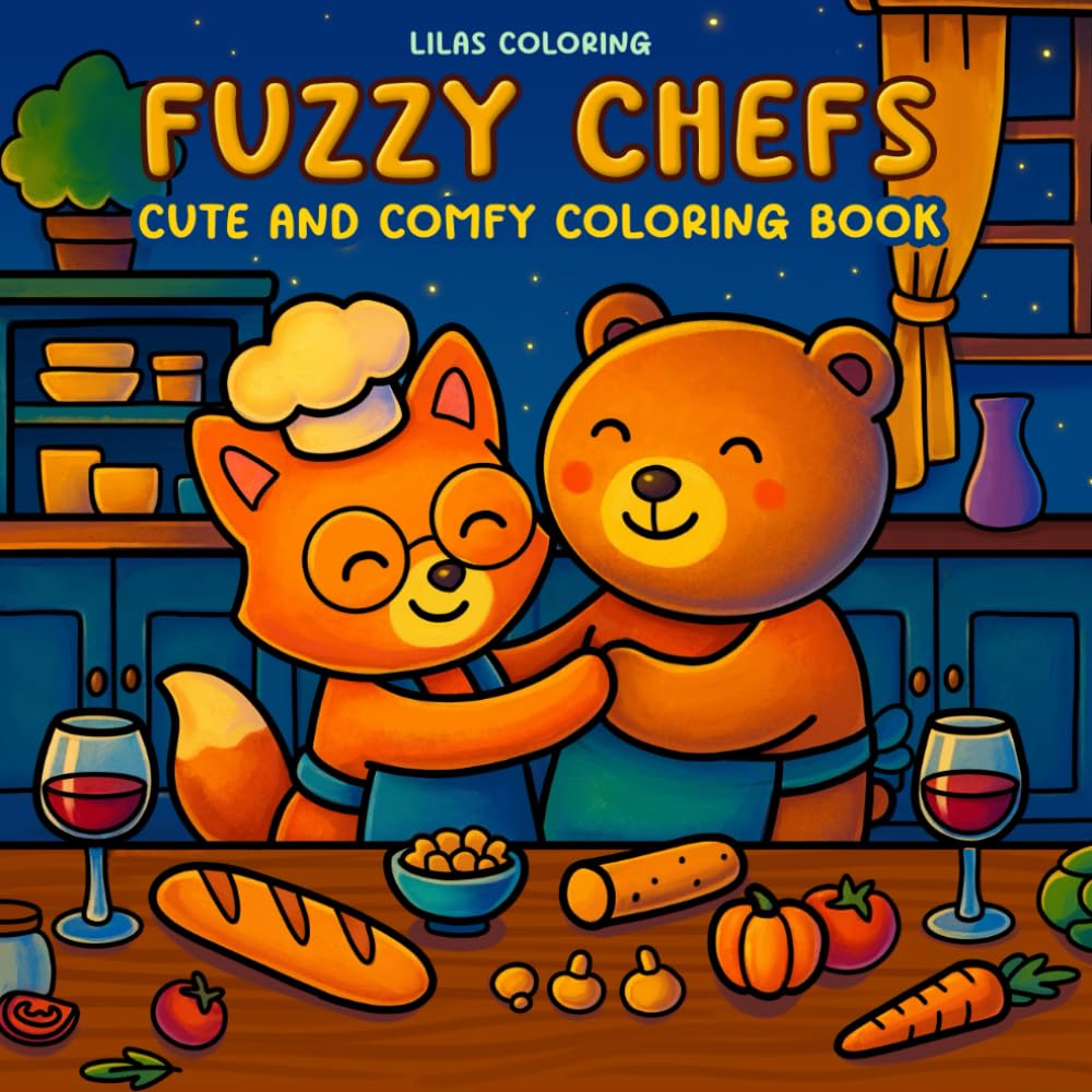 Fuzzy Chefs Cute and Comfy Coloring Book: Forest Friends Cozy Cooking Adventures for Relaxing Coloring