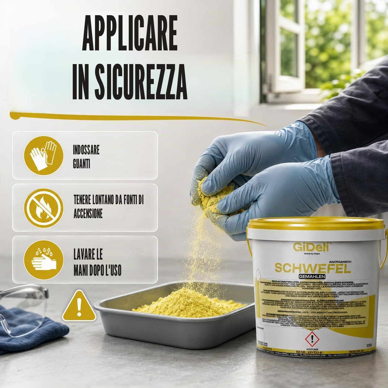 GiDeli Zolfo in polvere 5 kg inorganico 99,9% fine per l'industria cosmetica per la cura del suolo, piante zolfo nel secchio