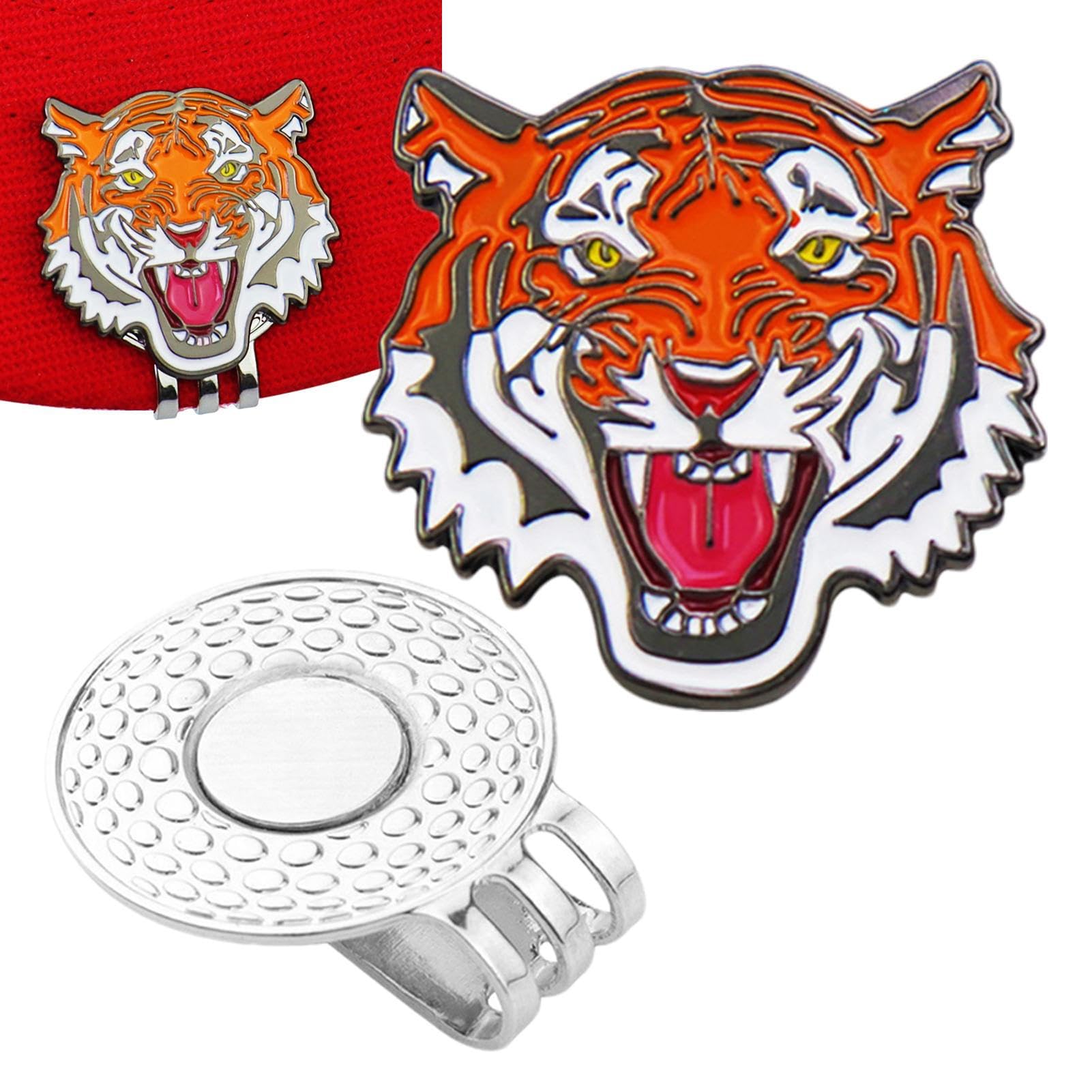 Golf Ball Marker Hat Clip,Golf Balls Holder Tiger Design | Sleek Hat Clip, Magnetic Ball Holders, For Metal Markers