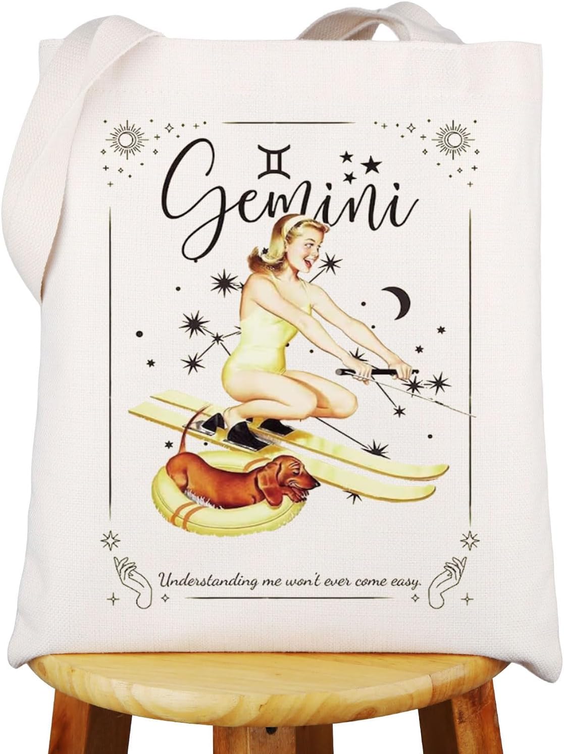 WZMPA Zodiac Sign Canvas Tote Bag 12 Constellation Inspired Gifts
