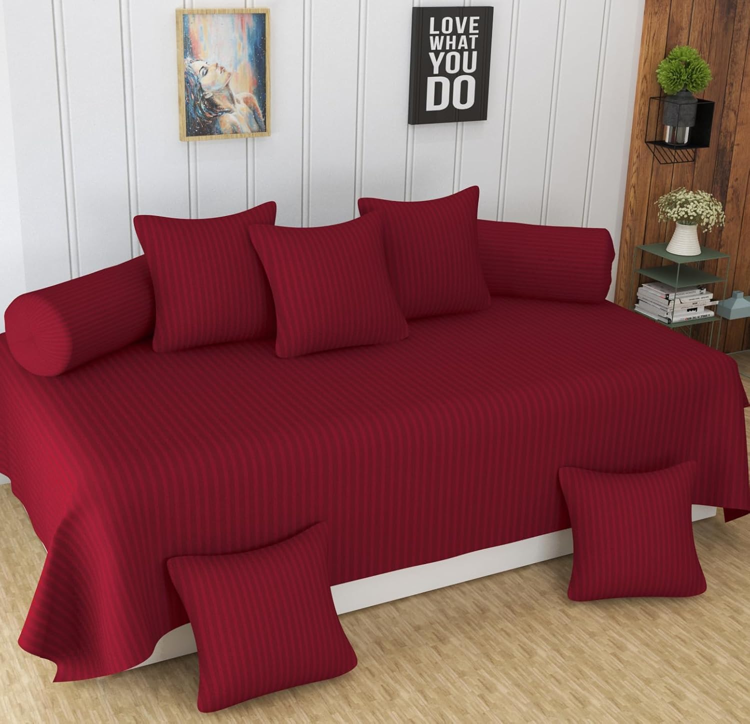 AASHIYANA SAJONA Multicolour 100% Cotton Diwan Set of 8 Pieces ', Multicolour (1 Bed Sheet 60x90 Inch, 2 Bolster Cover 16x32 Inch, 5 Cushion Cover 16x16 Inch)-picture-17