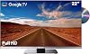 SYLVOX Smart RV TV, 22inch TVs with DVD Player Built-in, 12 Volt for RV Camper 1080P FHD, Google Smart Free Download APPs, Support WiFi Bluetooth, 2 HDMI & 2 USB, ACDC Powered, Frameless Design