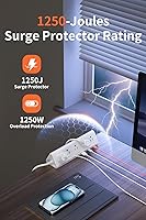 Vista 4 de Regleta de alimentación con abrazadera de escritorio de 6.5 pies con 5 salidas de CA y 6 puertos USB PD de 40 W USB-C de carga rápida, protector